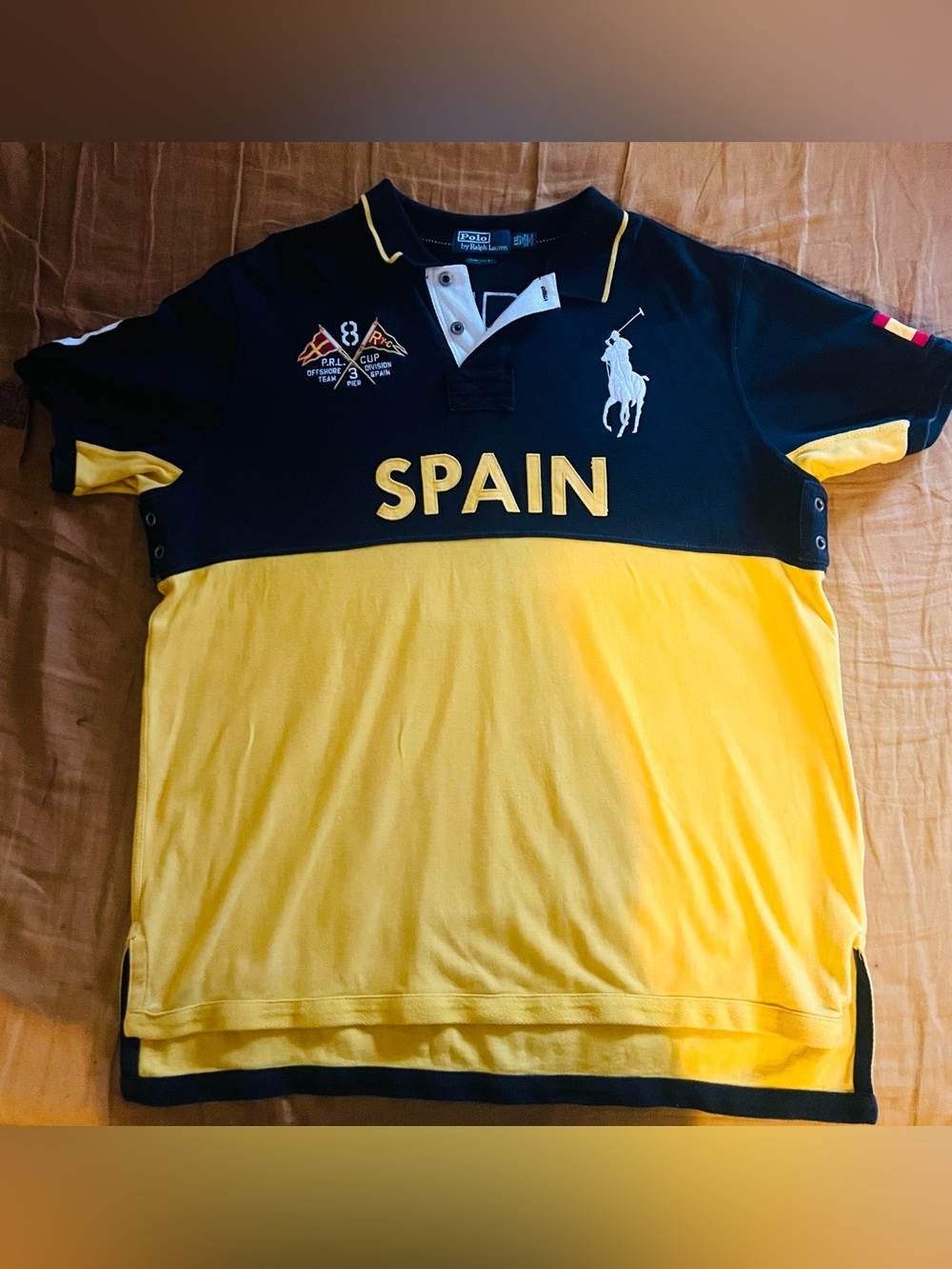 Polo by Ralph Lauren Yellow & Black Spain Colorblock Polo